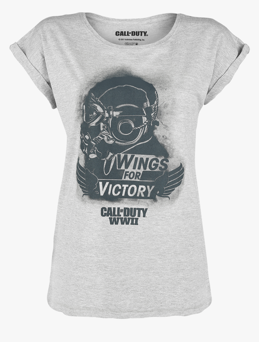 Call Of Duty Wwii Wings For Victory Girl Shirt Grau - Active Shirt, HD Png Download