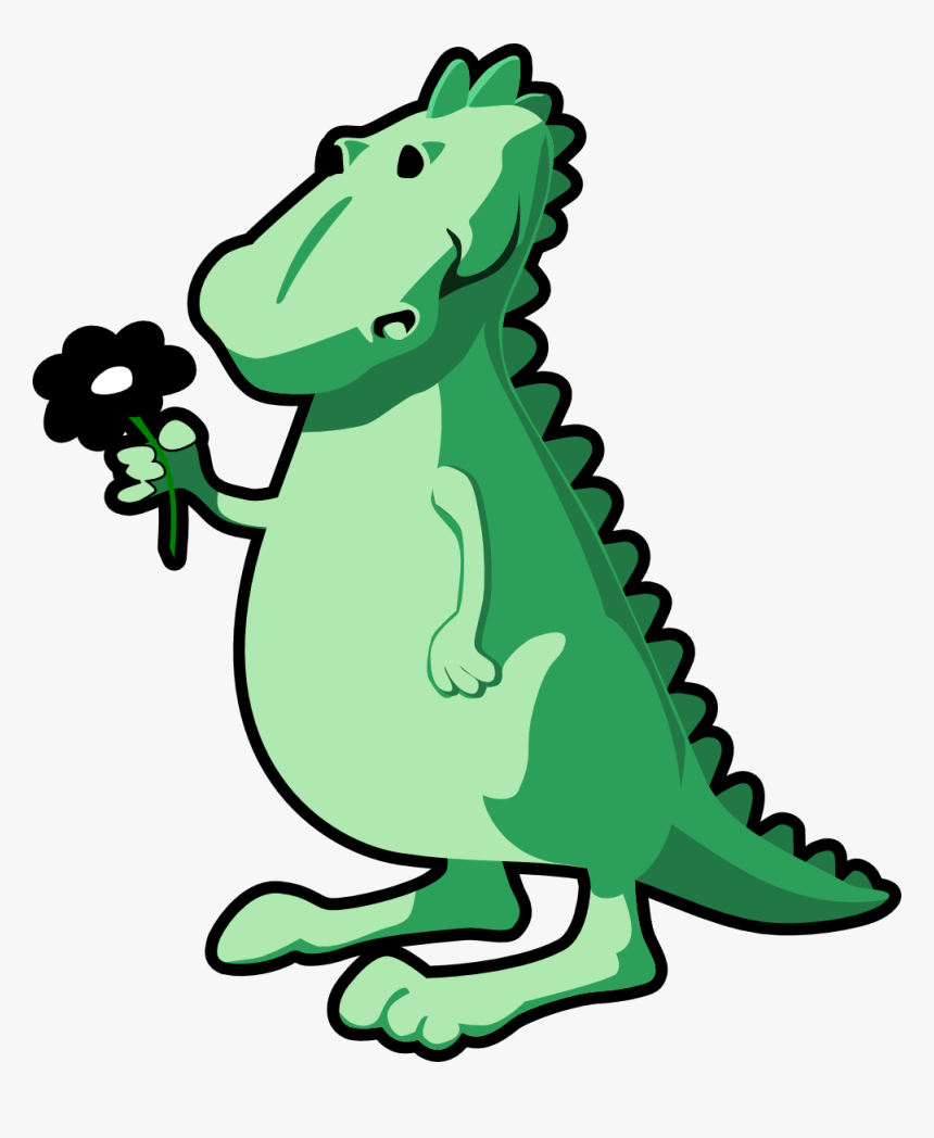 Dragon Clip Bearded - Dinosaur Holding A Flower, HD Png Download