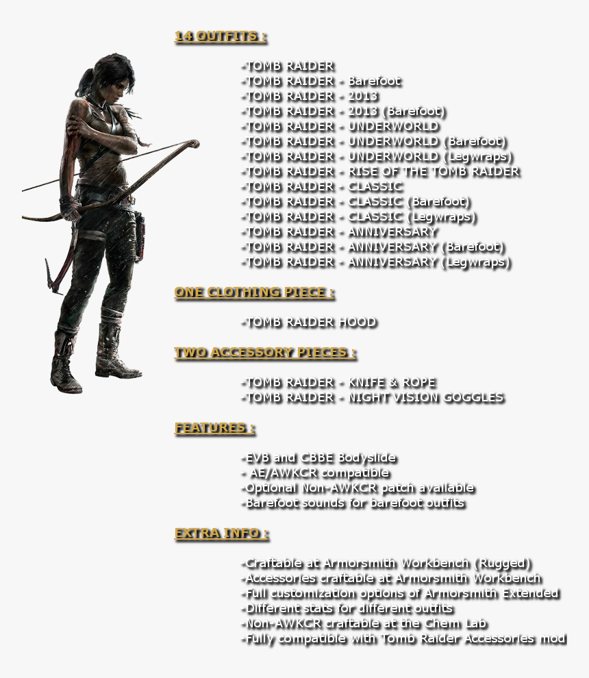 Outfits Evb Cbbe Ae - Lara Croft Tomb Raider Png, Transparent Png