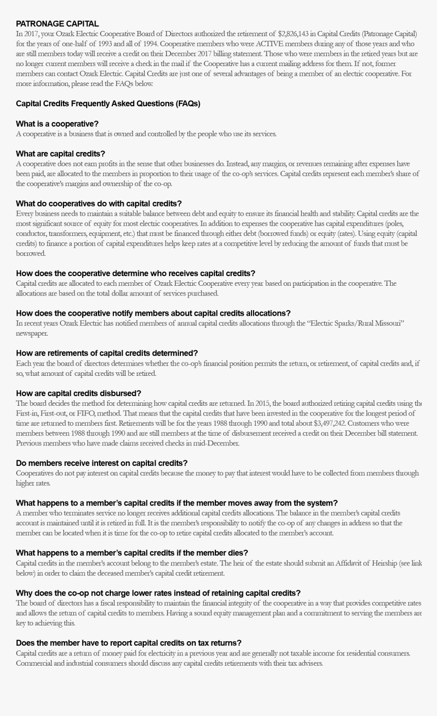 Patronage Capital In 2017, Your Ozark Electric Cooperative - Gay Yee Westerhoff, HD Png Download