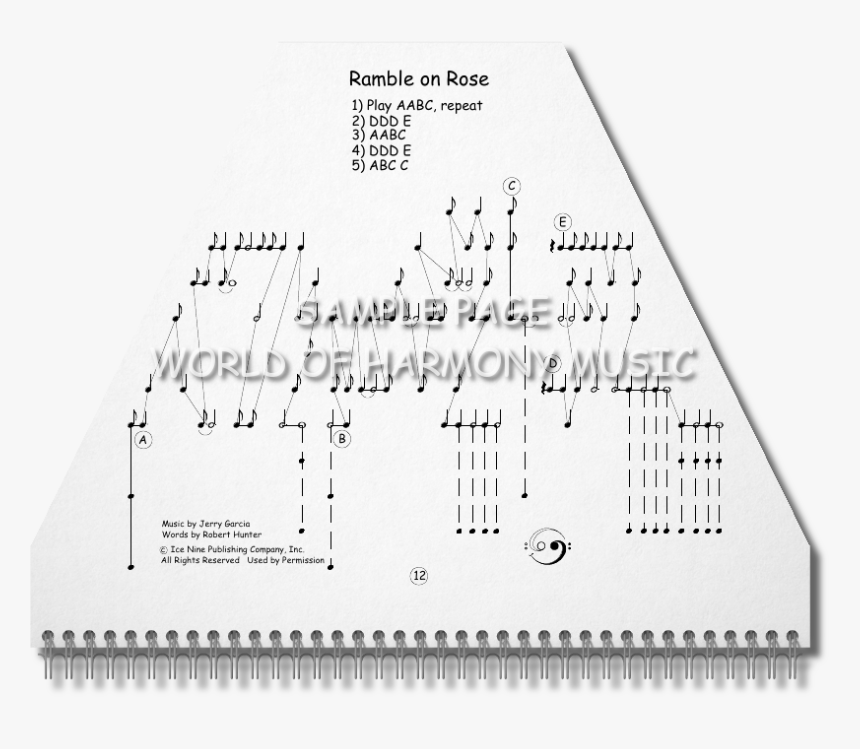 Grateful Dead Rose Png - Zither And Lap Harp Arranged Music, Transparent Png