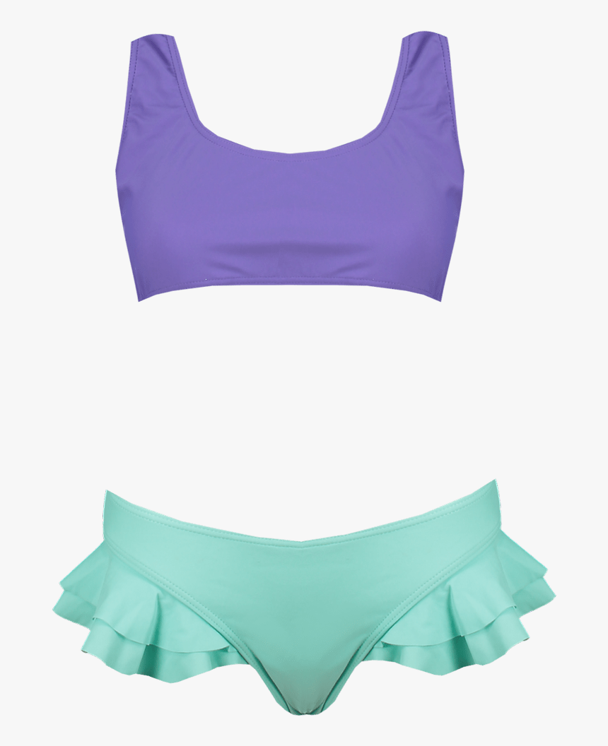 Mermaid Frill Crop Bikini - Brassiere, HD Png Download