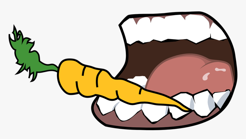 Carrot, Bite, Mouth, Teeth, Vegetable - Cartoon Mouth, HD Png Download