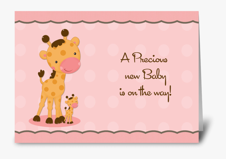 Giraffe Pink Dots Baby Shower Invitation Greeting Card - Baby Shower Invitation Msg, HD Png Download