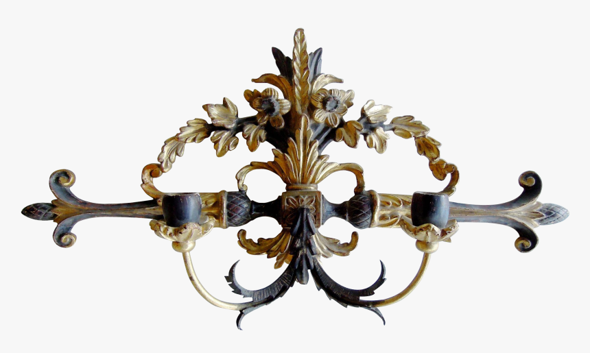 Antique Italian Hand Carved Wood & Tole Sconce With - Chandelier, HD Png Download