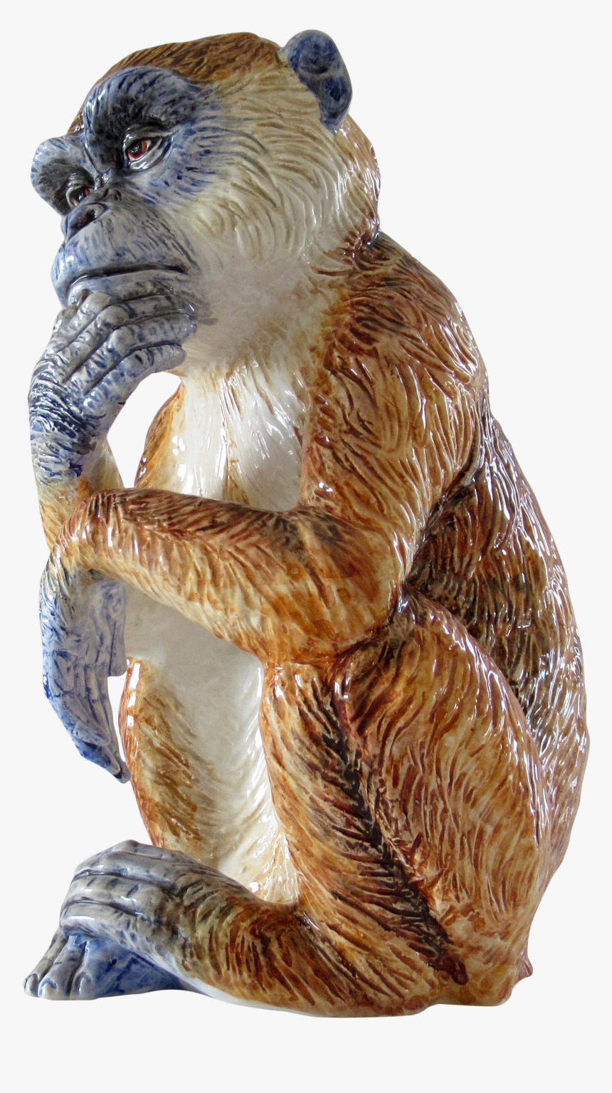 Vintage Italian Hand-painted Signed Majolica Monkey - Figurine, HD Png Download