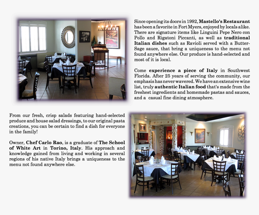 Since Opening Its Doors In 1992, Mastello S Restaurant - Interior Design, HD Png Download
