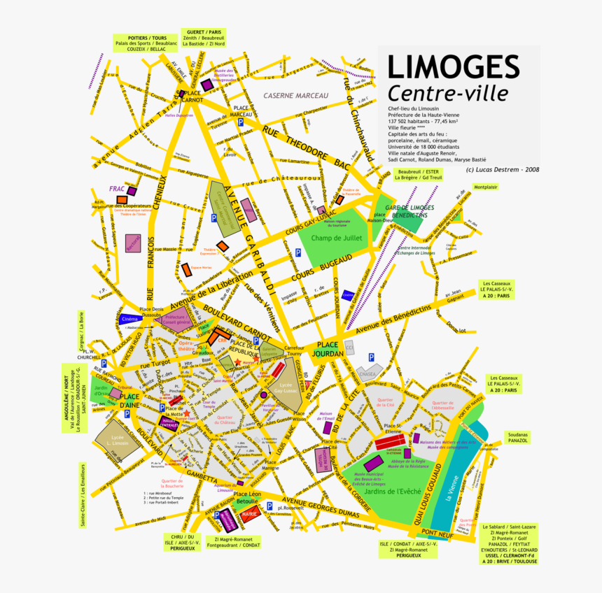 Plan Centre Ville Limoges, HD Png Download