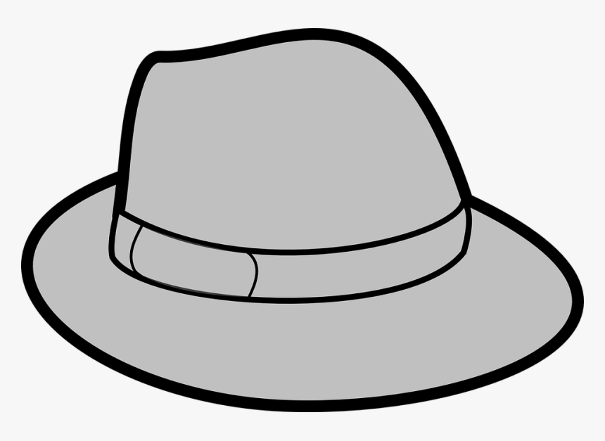 Hat Grey Gray Trilby Headwear Crooner Gangster - Hat Black And White Clip Art, HD Png Download