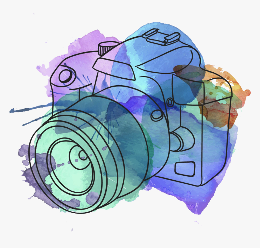 Watercolor Illustration Of Camera Pendant Necklace - Camera Fotografica Aquarela, HD Png Download