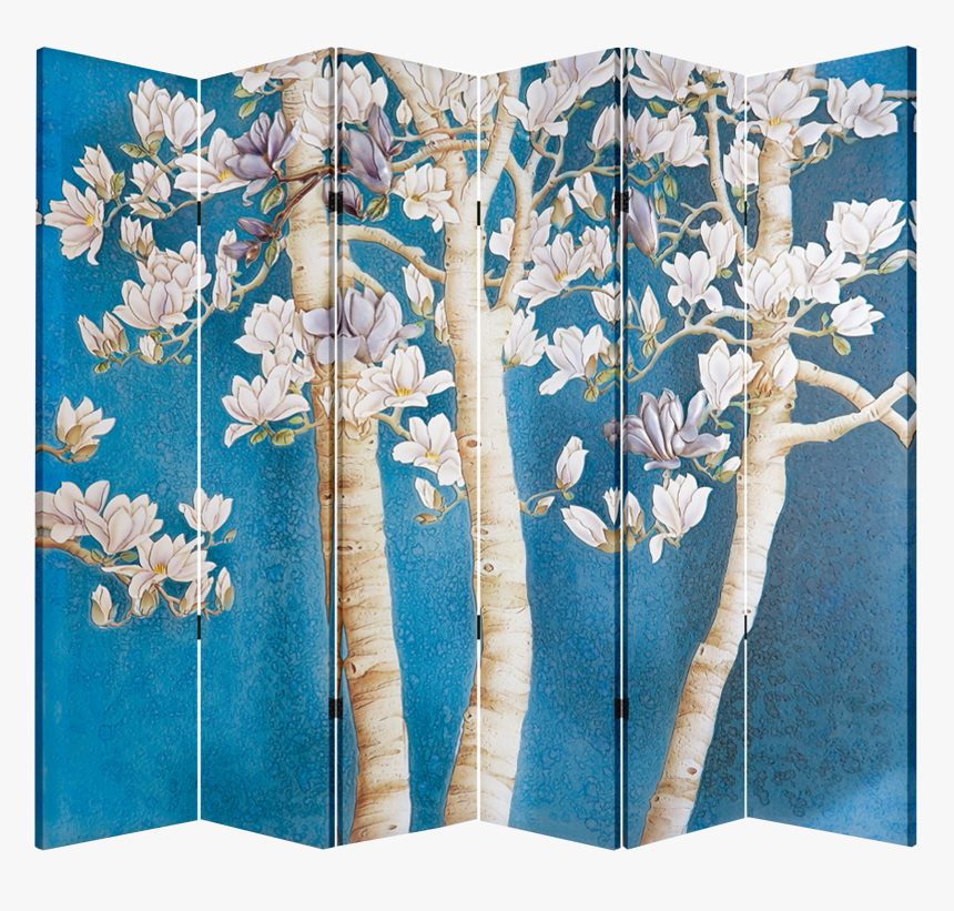 6 Panel Folding Screen Canvas Divider- Magnolia Tree - Closets Sliding Doors Stickers, HD Png Download