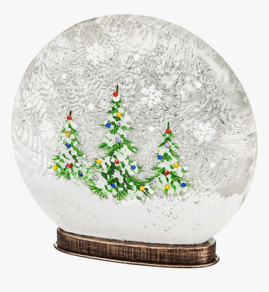 Glass Painted Disc Snow Globe 
 Class - Christmas Tree, HD Png Download