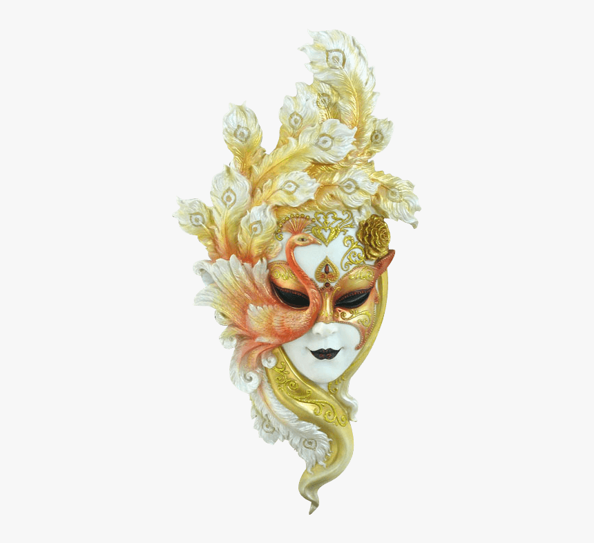 Gold Peacock Mask Wall Plaque - Las Vegas Feather Mask, HD Png Download