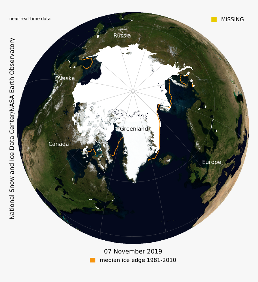 Near Real Time Data Of Arctic Ice - Arctic Sea Ice In 2019, HD Png Download