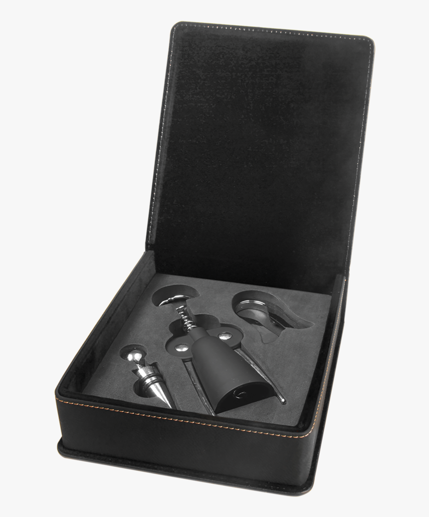 3 Piece Leatherette Wine Tool Set W/ Gold Engraving - Wallet, HD Png Download