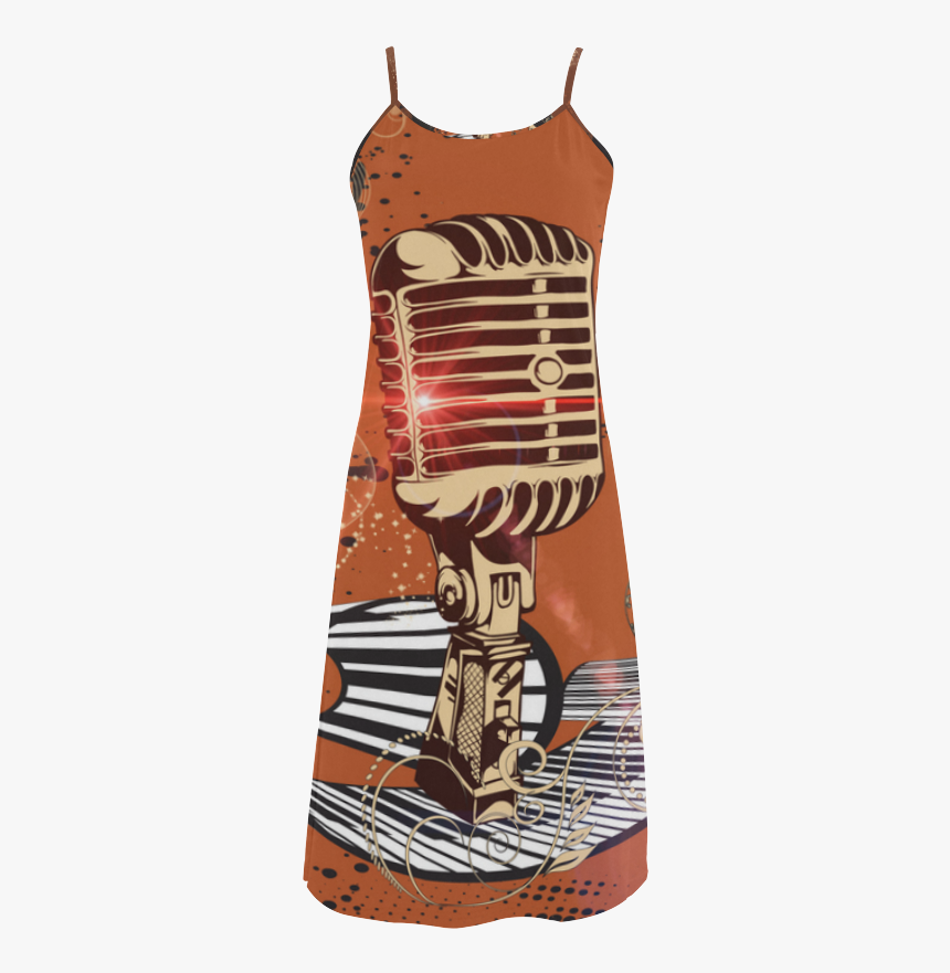 Music, Golden Microphone And Piano Alcestis Slip Dress - One-piece Garment, HD Png Download