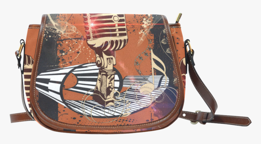 Music, Golden Microphone And Piano Saddle Bag/large - Handbag, HD Png Download