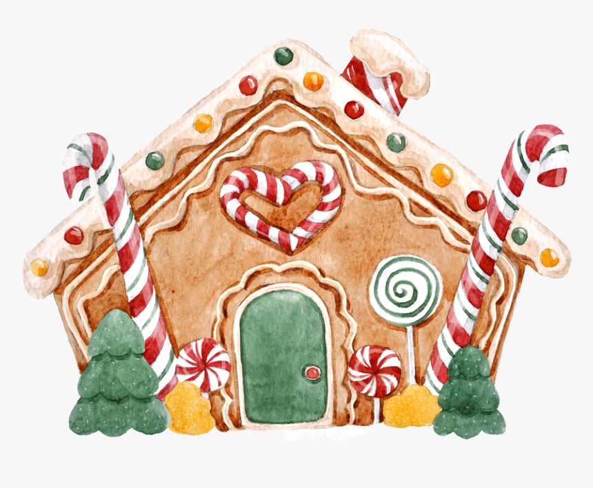 Hand Painted Christmas Cookie Shape Png Transparent - Gingerbread House Watercolor, Png Download