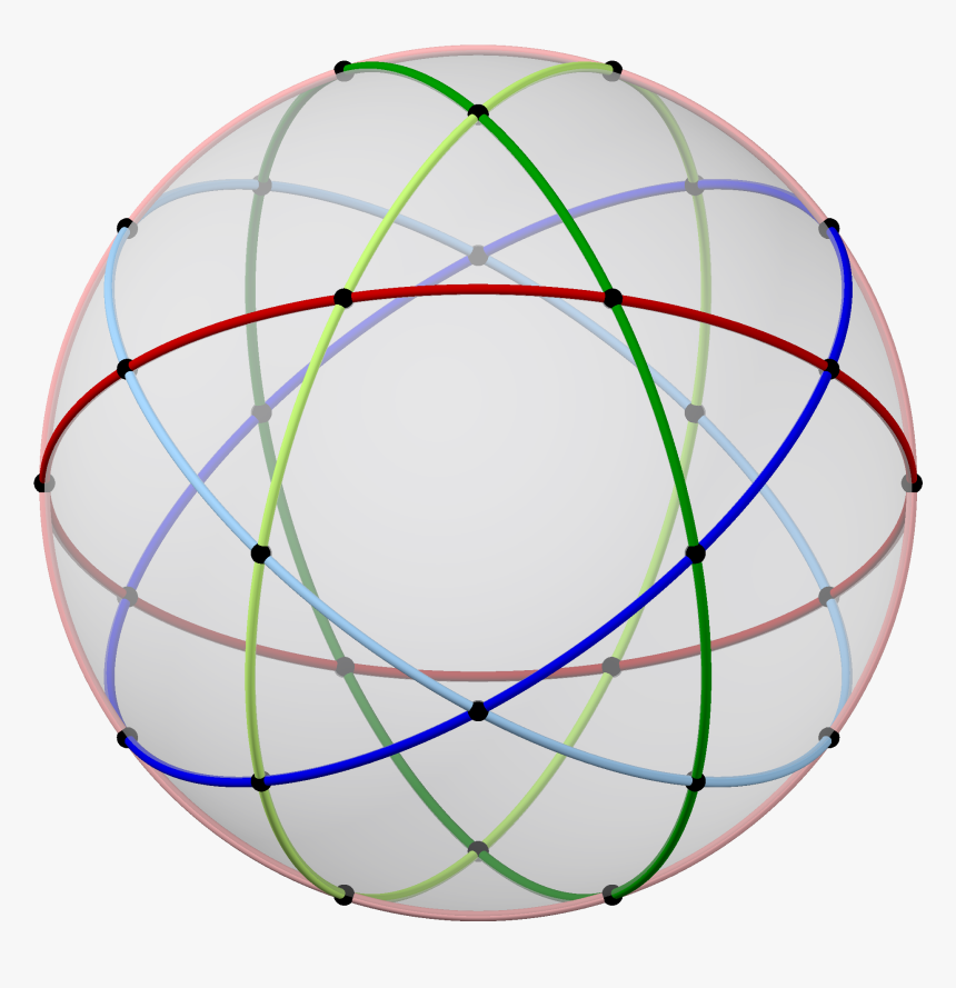 Spherical Icosidodecahedron With Colored Cicles, 5-fold - Circle, HD Png Download