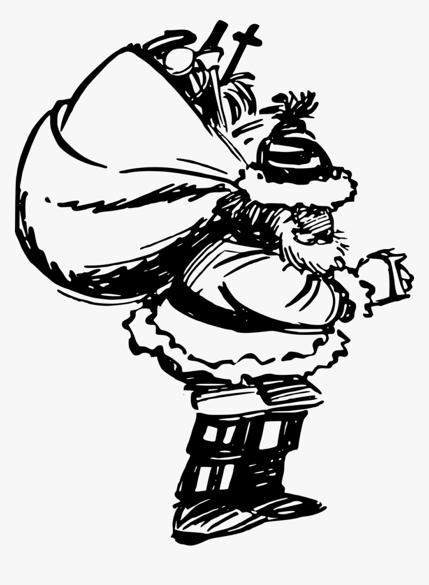 Bag Christmas Comic Characters Free Photo - Santa Sketch Png, Transparent Png