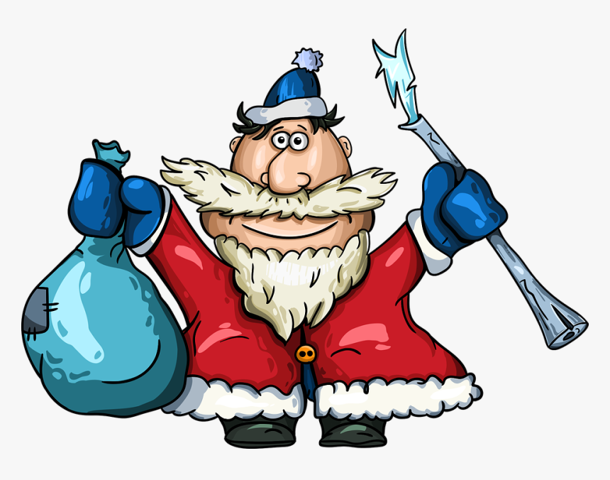Santa Claus, New Year S Eve, Bag, Gifts, Holiday - Cartoon Santa, HD Png Download