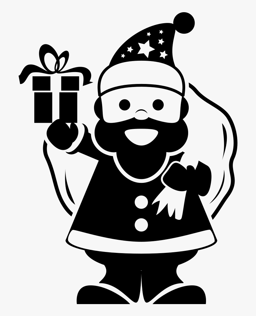 Santa Claus Holding Gifts Bag On His Back And Ringing - Santa Claus Icon Png, Transparent Png