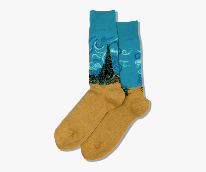 Men S Van Gogh S Wheat Field With Cypresses Socks 
 - Sock, HD Png Download