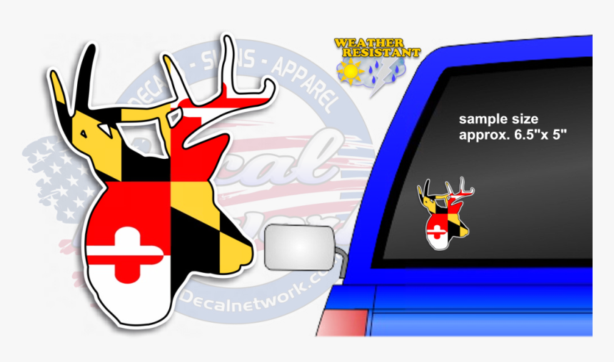 Maryland Flag Deer Buck Head Car Vinyl Decal - Video Game Console, HD Png Download