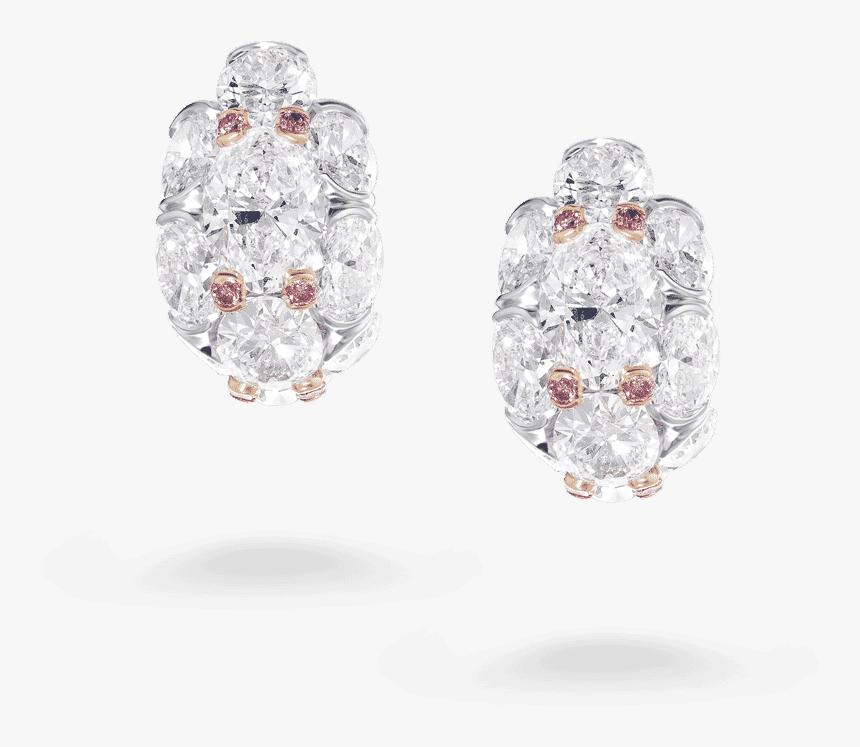 Pirouette Oval Pink And White Diamond Mini Hoops - Engagement Ring, HD Png Download
