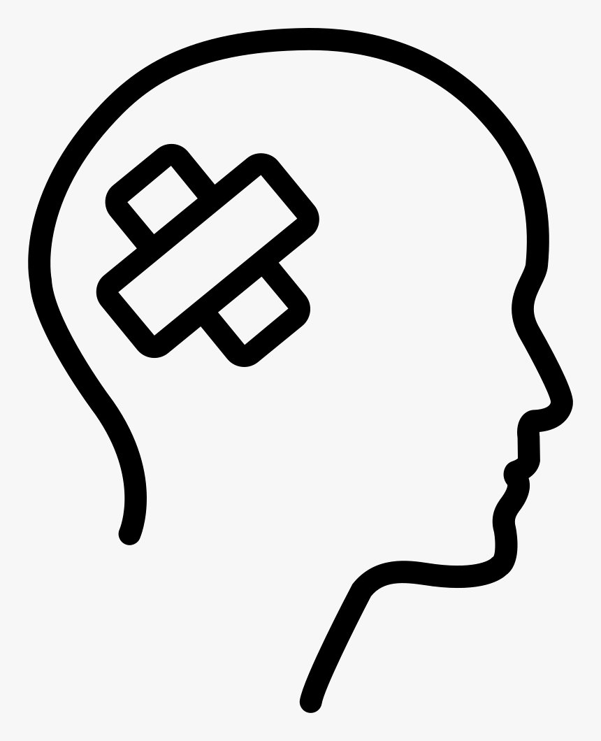 Male Head Outline Side View With Medical Tape - Head Icon Outline, HD Png Download