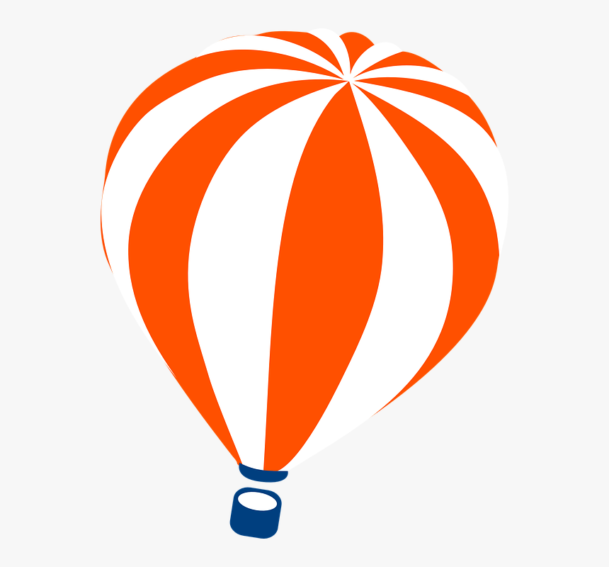 Hot Air Balloon, Balloon, Striped, Orange, White - Balão Desenho Png, Transparent Png