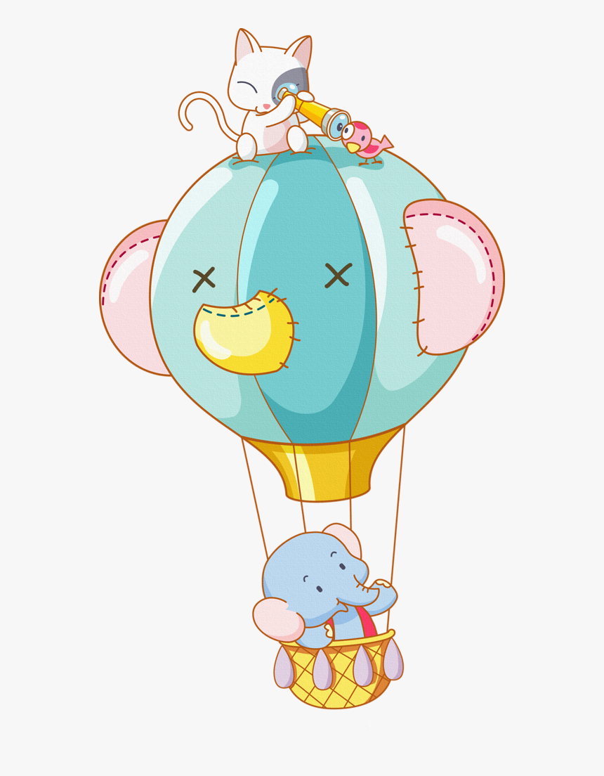 Orange Clipart Hot Air Balloon - Hot Air Balloon Animal Clipart, HD Png Download