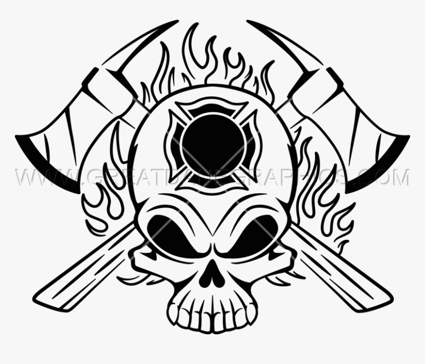 Drawn Skull Fire - Firefighter Skull Png, Transparent Png