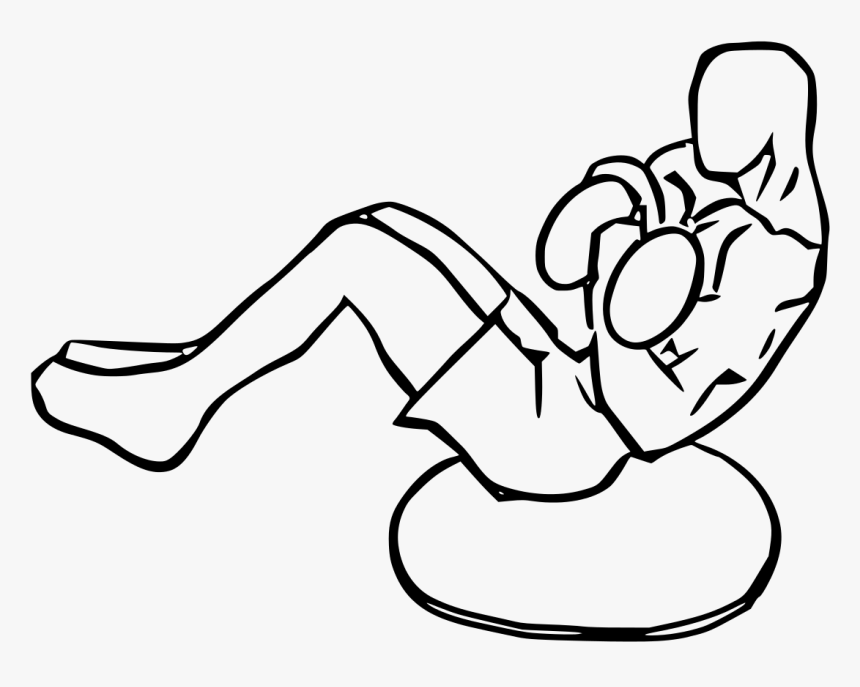 Biceps Curl V Sit On Dome With Dumbbells - V Sit Clipart Black And White, HD Png Download