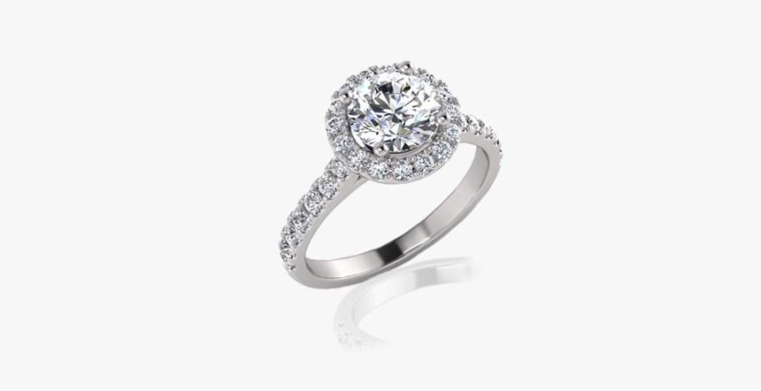 Round Brilliant Cut Halo Engagement Ring Diamond - Diamond Ring Halo Png, Transparent Png