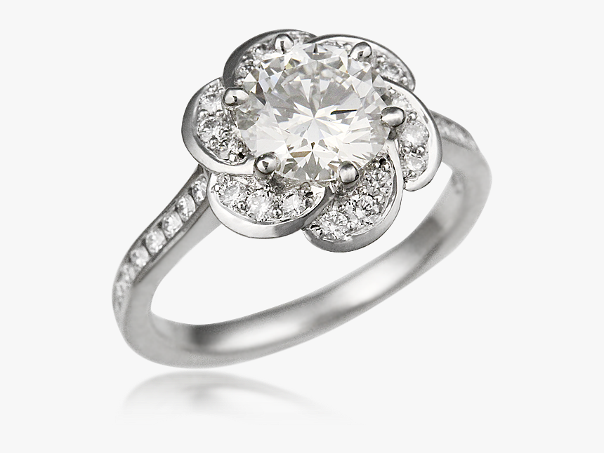 Flower Halo Knot Engagement Ring - Pre-engagement Ring, HD Png Download