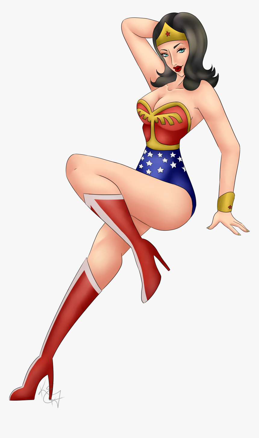 Png Pin Up - Cartoon Pin Up Wonder Woman, Transparent Png