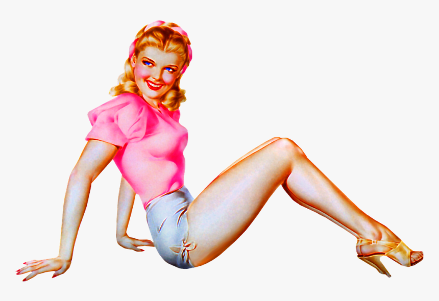 Pin Up Girl, Retro Girl, Woman, Vintage, Fashion, Girl - Pin Up Girl Pink Blouse, HD Png Download
