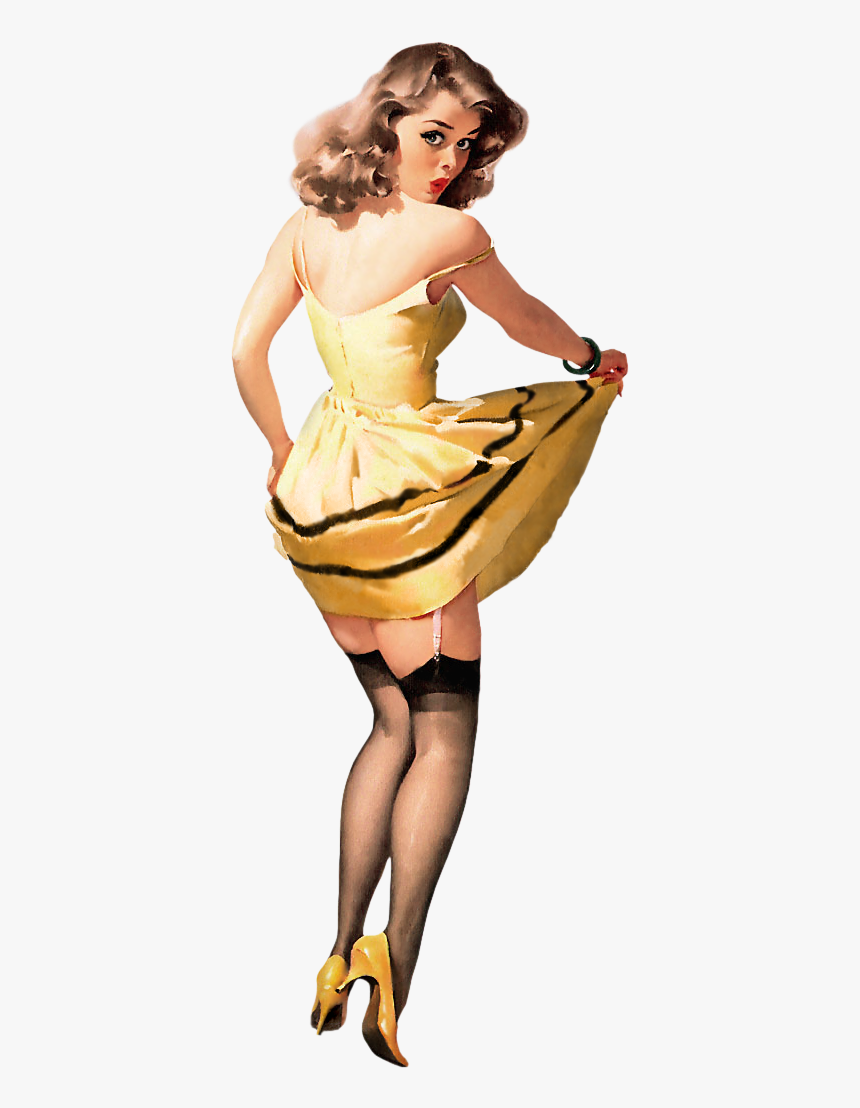 Pin-up Girl In Yellow Dress - Transparent Pin Up Girl Png, Png Download