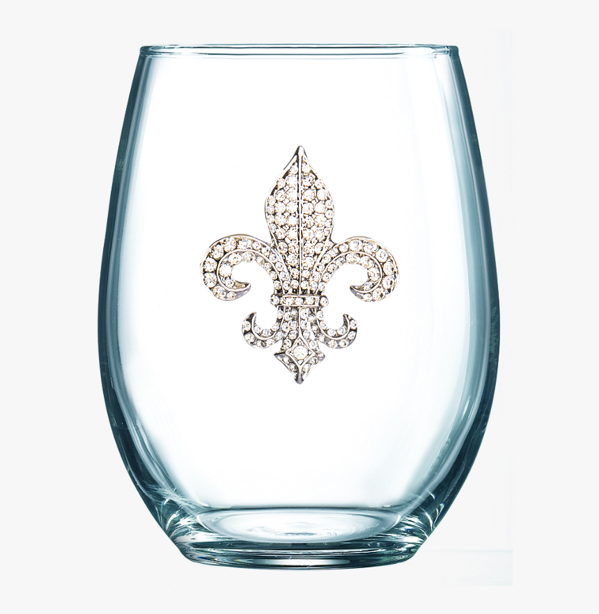 Fleur De Lis Stemless - Queens Jewels Wine Glasses, HD Png Download