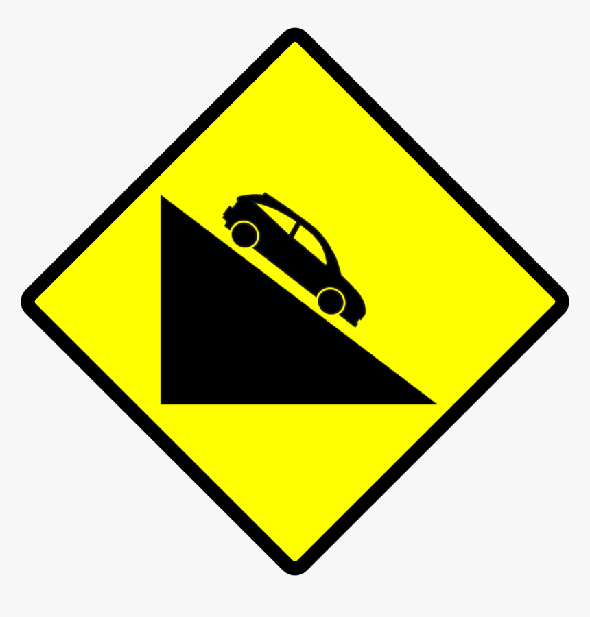 Indonesian New Road Sign 2b - Dangerous Descent Road Sign, HD Png Download