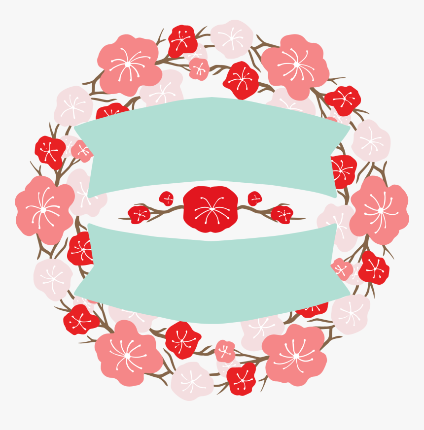 Japan Design Flower Banner Labels Round Two, HD Png Download