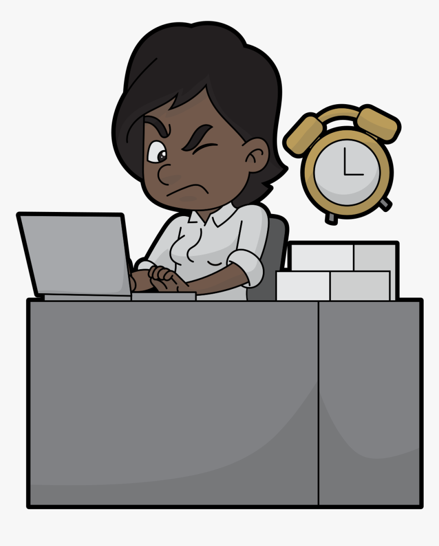 Black Cartoon Woman Annoyed By An Alarm Clock - Cartoon, HD Png Download