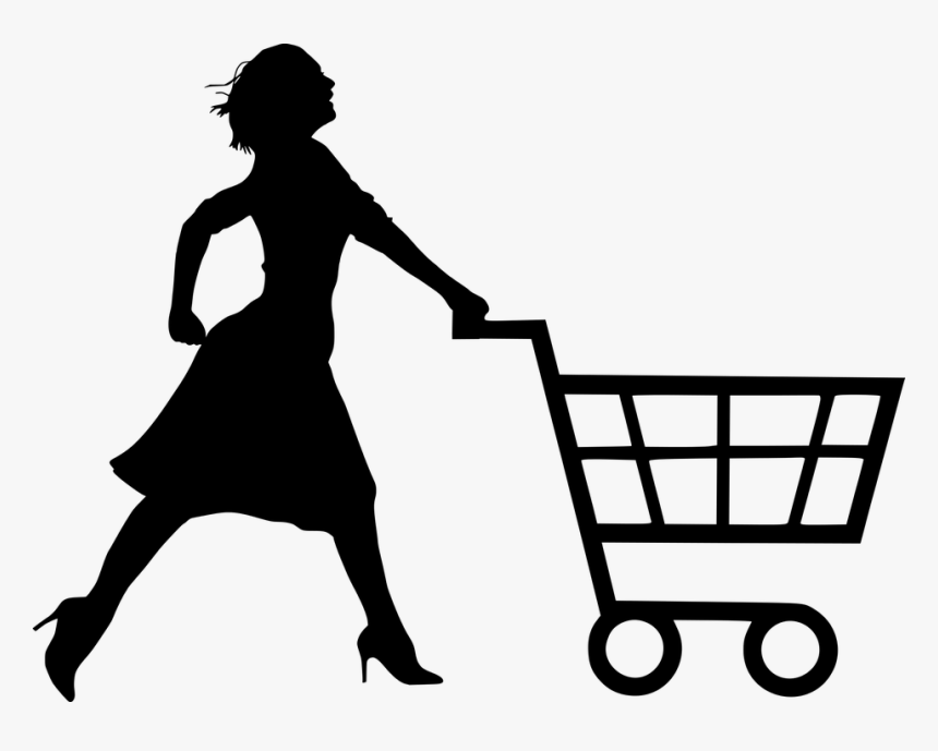 Shopping, Cart, Woman, Running, Run, Buy, Store - Woman Silhouette Shopping Logo, HD Png Download