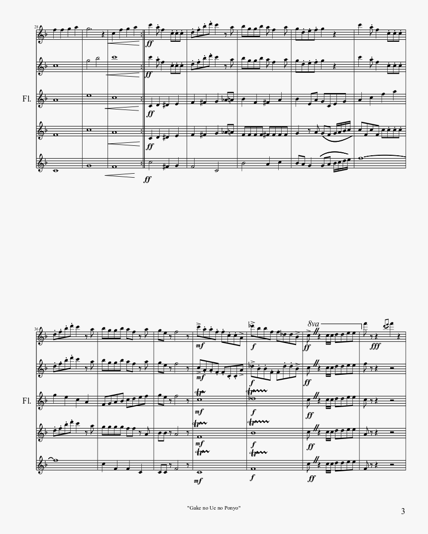 Ponyo Flute Music Easy, HD Png Download