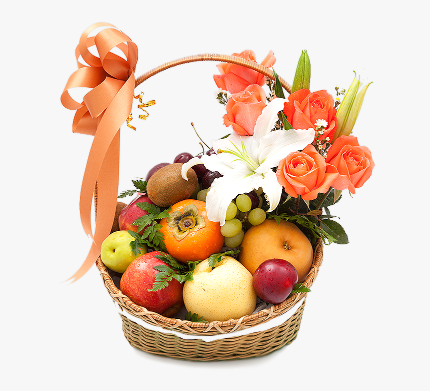 Fruit Basket With Flower, HD Png Download