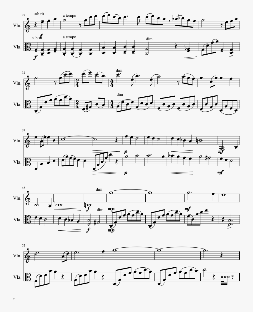 Transparent White Feathers Png - Princess Mononoke Violin Sheet, Png Download