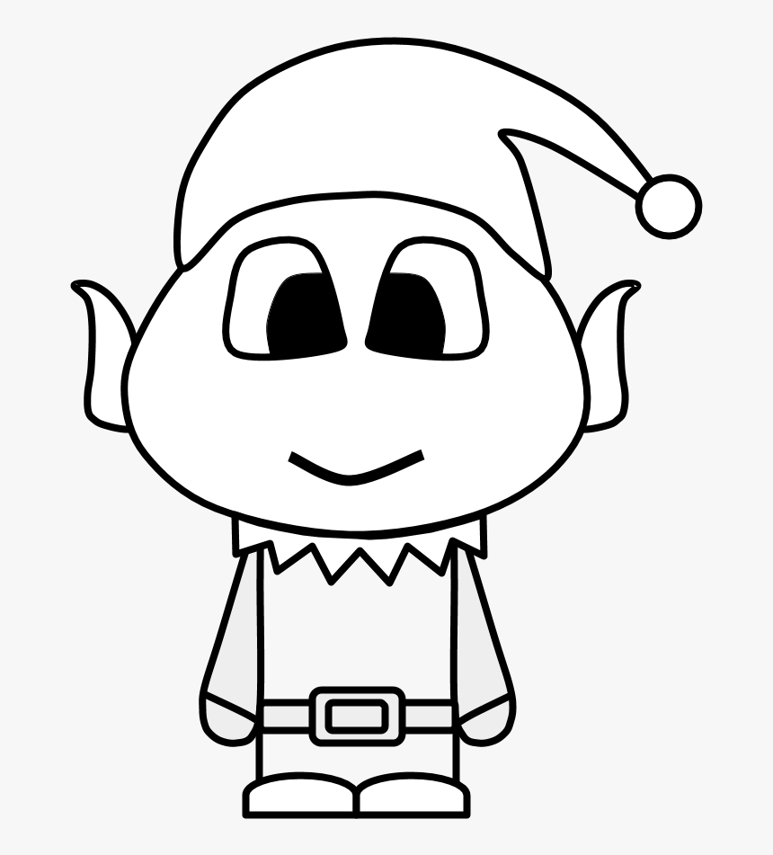 Elf, Big Eyes, Cartoon Person, Black And White - Cartoon, HD Png Download