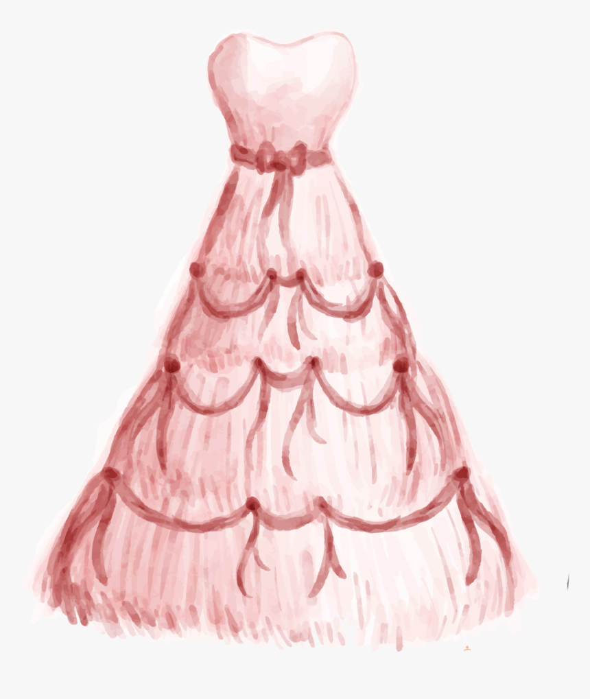 Wedding Watercolor Painting Suit Clothing - Dress Watercolor Png, Transparent Png