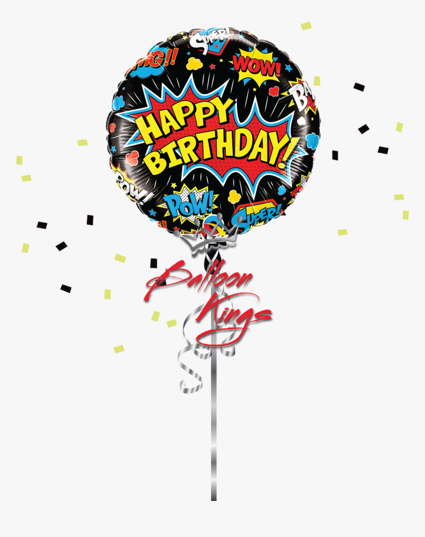 Bday Superhero Black - Balloon Smiley Face Blue, HD Png Download